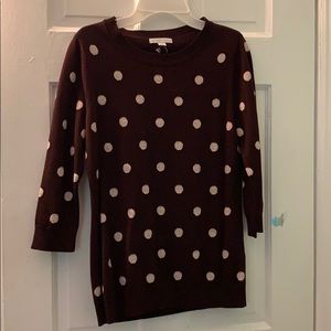 NY&C Maroon Polka Dot 3/4 Sleeve Shirt